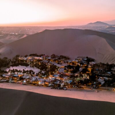 An aerial view of a city in the desert